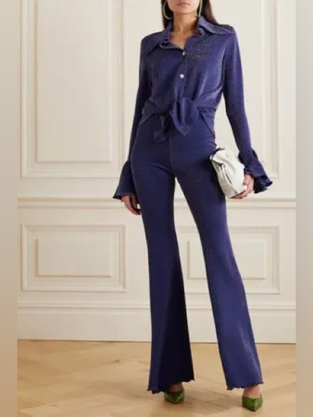 NWT Sleeper Metallic Bell Bottom Navy Blue XS